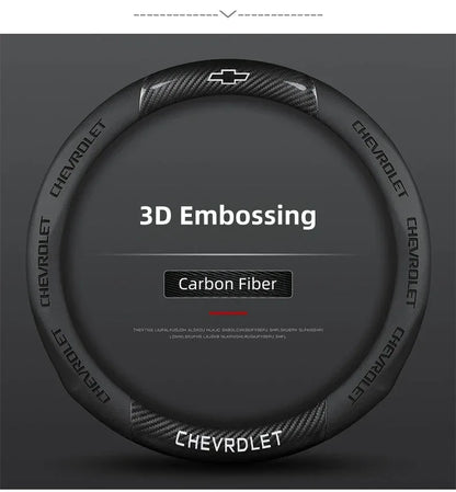 Chevrolet Cruze Silverado Tahoe 3D Embossed Steering Wheel Cover - Round Brown B