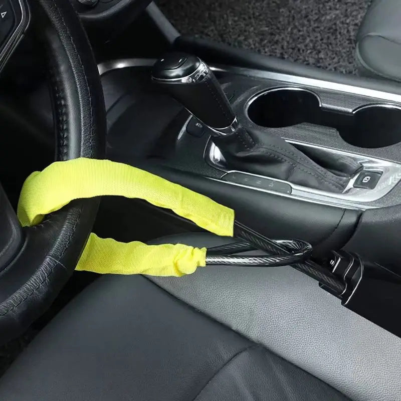 Steel Car Steering Wheel Lock with Seat Belt Anti-Theft, 2 Keys