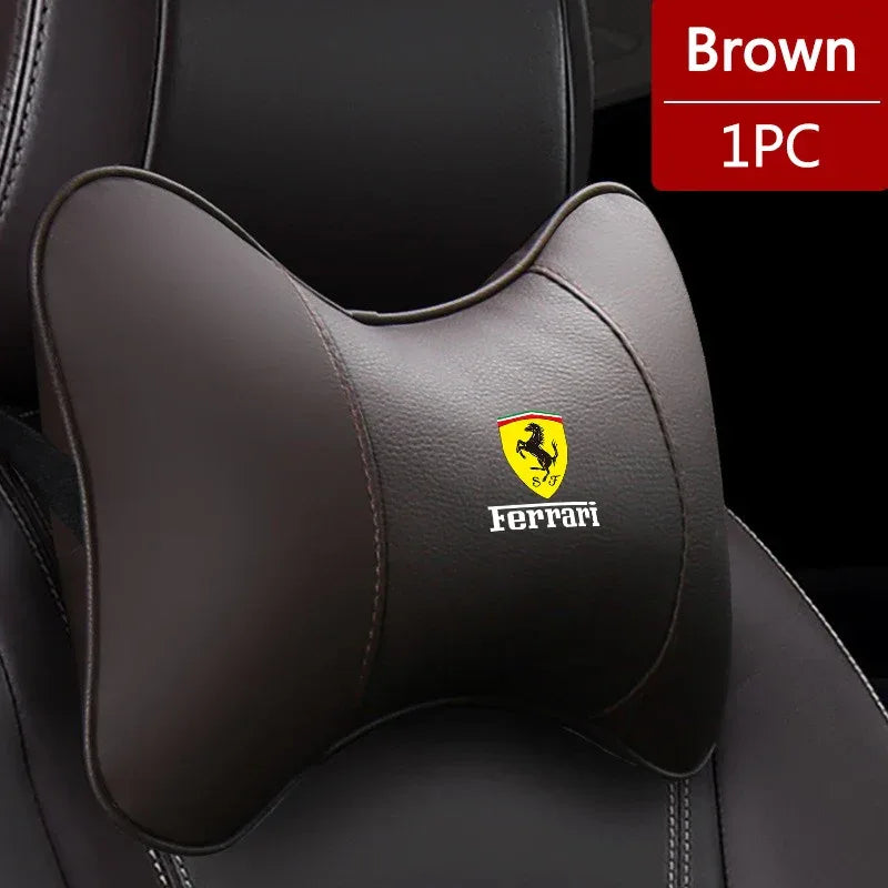 Ferrari Leather Headrest Cushion - Brown