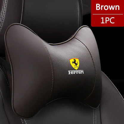 Ferrari Leather Headrest Cushion - Brown