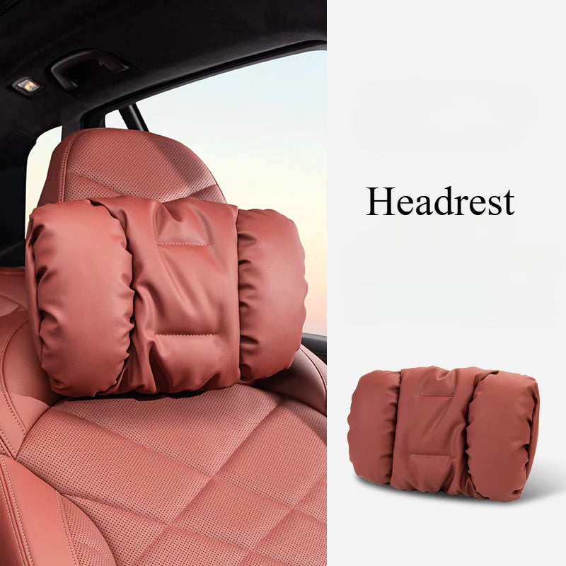 Bubble Cotton Car Headrest and Waist Cushion Set with Anti-Stain Leather