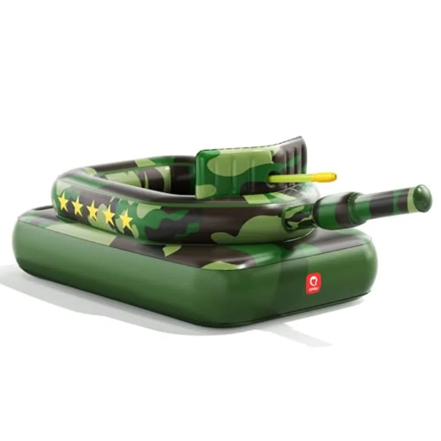 Inflatable Tank Pool Float with Water Cannon, Ride-On Camo Swim Raft