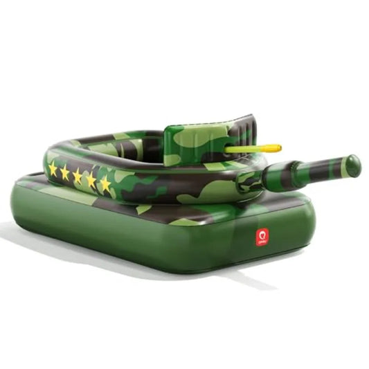 Inflatable Tank Pool Float with Water Cannon, Ride-On Camo Swim Raft - Green
