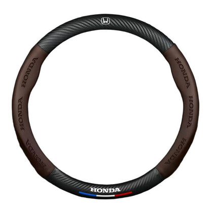 HONDA Leather Steering Wheel Cover - Universal - Red D-shape