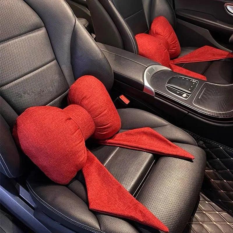 Butterfly Bow Tie Cotton Linen Car Neck Pillow Head Restraint