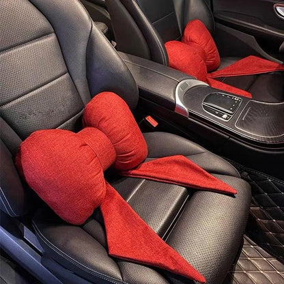 Butterfly Bow Tie Cotton Linen Car Neck Pillow Head Restraint