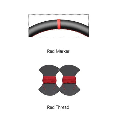 GMC Hand-Stitched Steering Wheel Cover - Round Shape / Red Marker