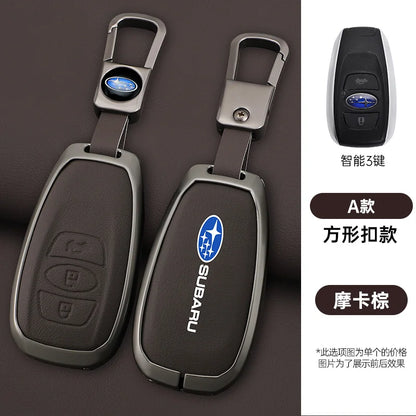 Zinc Alloy Leather Car Key Case Cover Subaru BRZ STI XV Forester