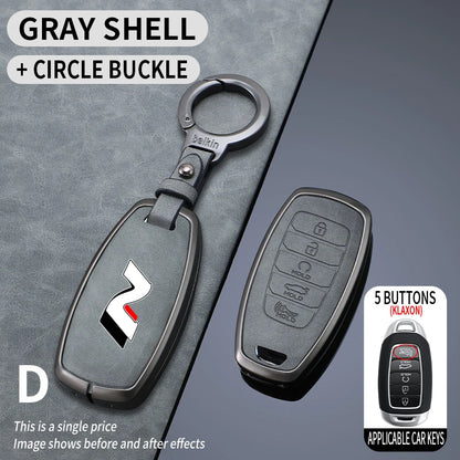 Metal Leather Car Key Case for Hyundai I30 Ix35 Kona Encino Solaris