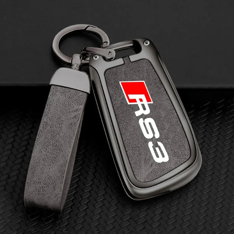 Zinc Alloy Leather Car Key Case Cover For Audi A3 S3 RS3 Keychain