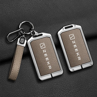 Zeekr 7X 009 007 001 NFC Zinc Alloy Leather Key Cover Case Chain