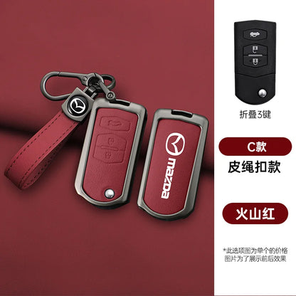Genuine Leather Flip Key Case Cover for Mazda 2 3 5 6 8 CX5 CX7 CX9