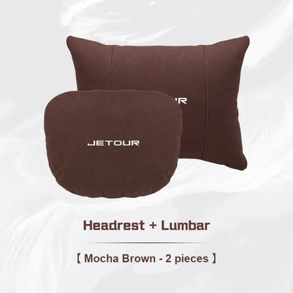 JETOUR Car Headrest Lumbar Support Pillow T2 T3 X70 X90 X95 - brown 1set