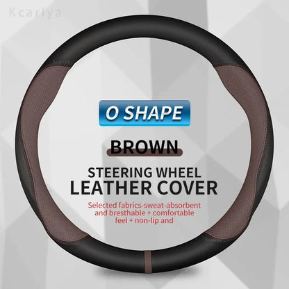 Genesis Round Leather Steering Wheel Cover - Round Shape / Brown