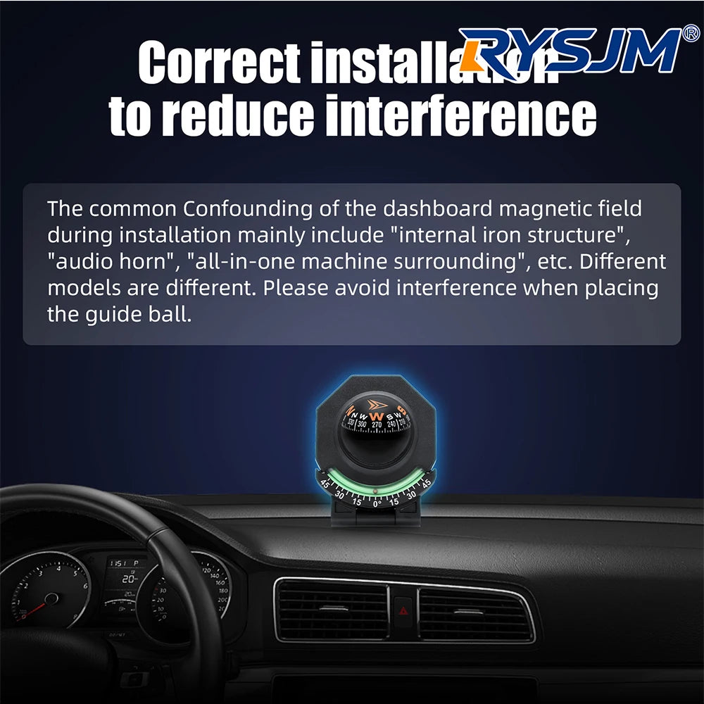 Universal Dashboard Compass with Slope Meter