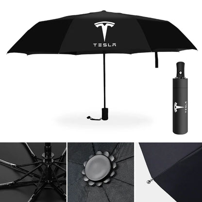 Tesla Branded Fully Automatic Umbrella – Windproof, Compact & Stylish
