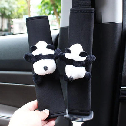 Ice Silk Panda Car Neck Pillow & Seat Belt Cover Set Universal