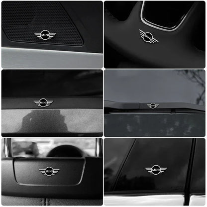 5Pcs/10Pcs Mini Aluminum Car Decorative Stickers For MINI Cooper R56 F56 R50 JCW Cabrio Aceman Countryman Clubman WORKS Roadster - 5pcs MINI