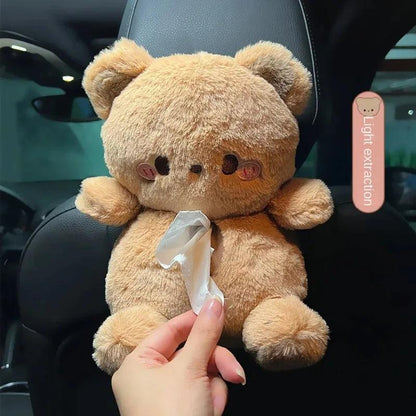 Plush Car Tissue Box Holder Cute Bear Rabbit Seat Back Hanging