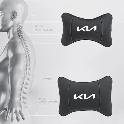 KIA Car Headrest & Lumber Support Pillow - Black Headrest