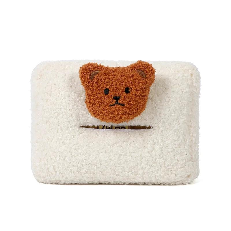 Plush Bear Car Tissue Box Holder - Headrest Hanging Napkin Organizer
