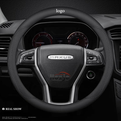 LDV Maxus Perforated Leather Steering Wheel Cover - Round Shape / Black with Logo