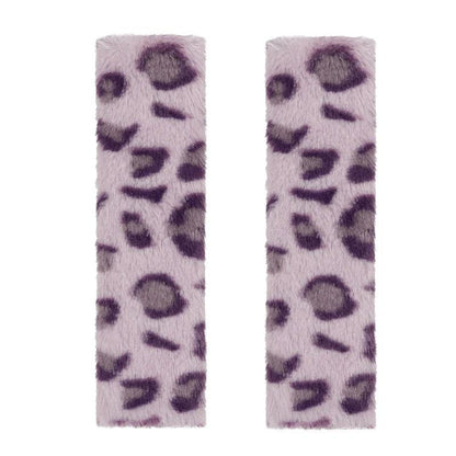 2pcs Leopard Print Plush Seat Belt Shoulder Pads Car Safety