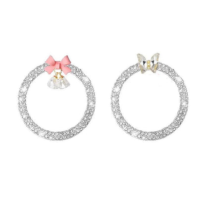 2pcs Rhinestone Car Start Button Covers Diamond Butterfly Stickers