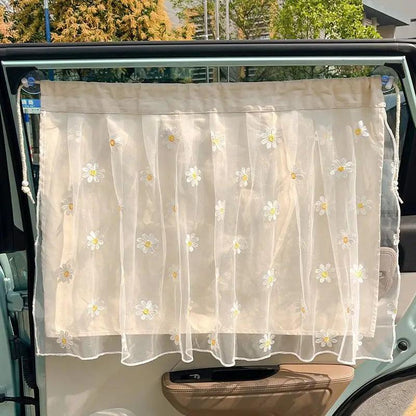 Cotton Embroidered Car Window Curtain UV Protection Sunshade Kids