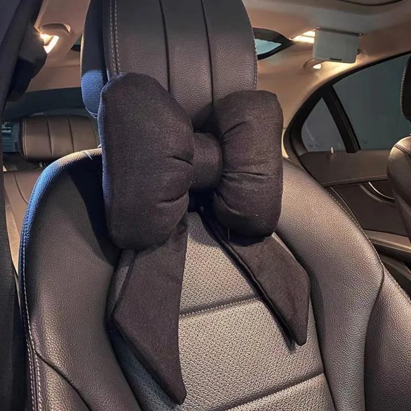 Butterfly Bow Tie Cotton Linen Car Neck Pillow Head Restraint
