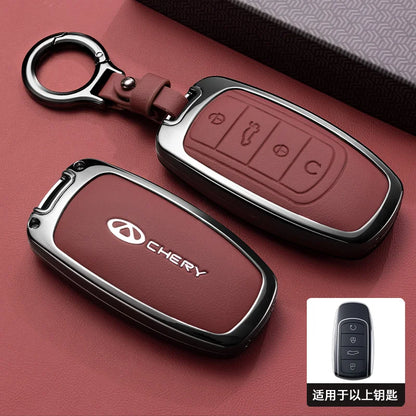 Chery Jaecoo Leather Key Case Holder with Chain - Tigo Omoda
