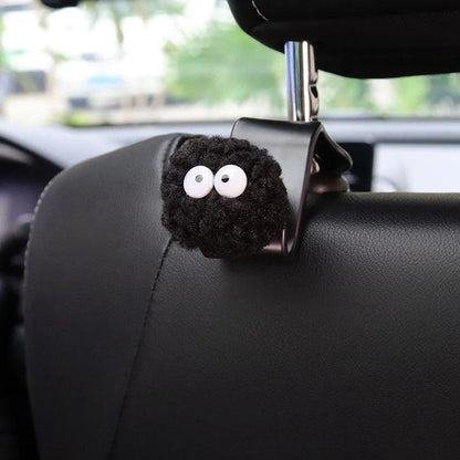 Black Coal Ball Car Seat Hooks - 2PC Headrest Storage Organizer