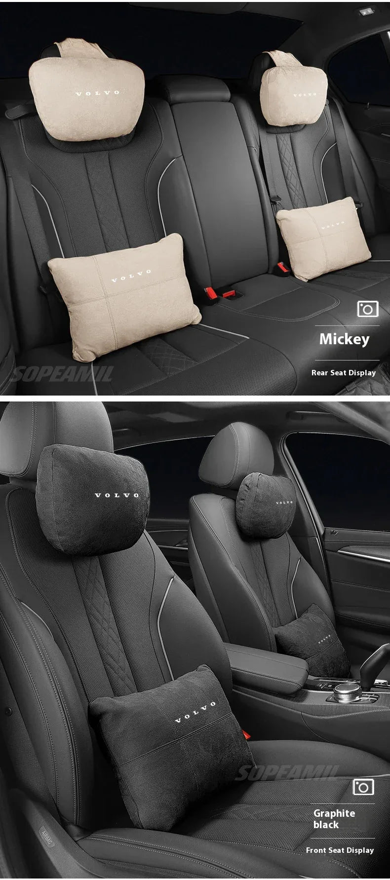 Volvo Car Headrest & Lumbar Support Pillow - Orange Headrest