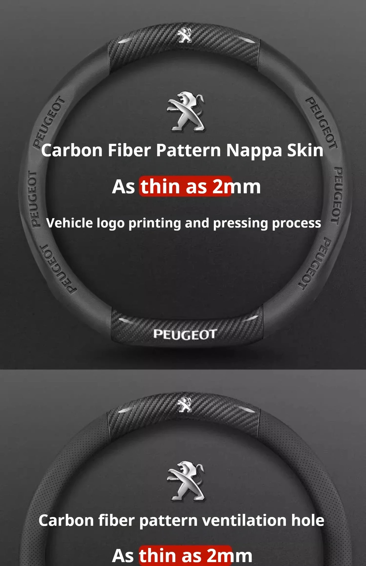 Peugeot Leather Steering Wheel Cover - D Type Black A
