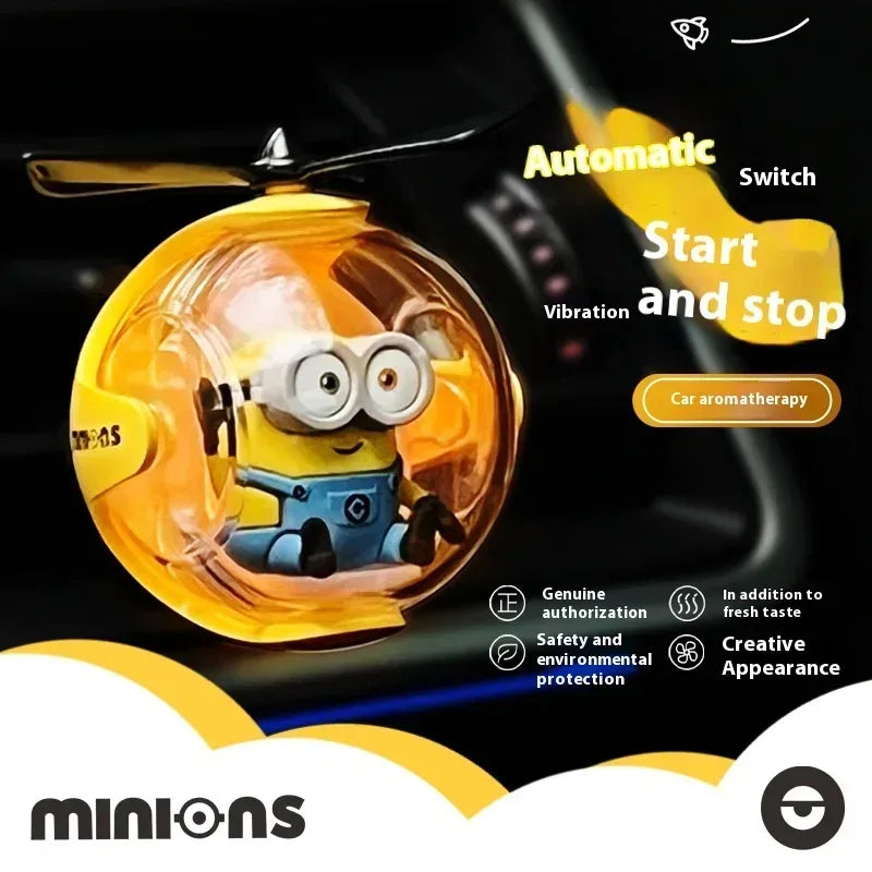 Minions Cartoon Car Air Freshener Rotating Propeller Outlet Fragrance Magnetic Design Auto Accessories Interior Perfume gift - A