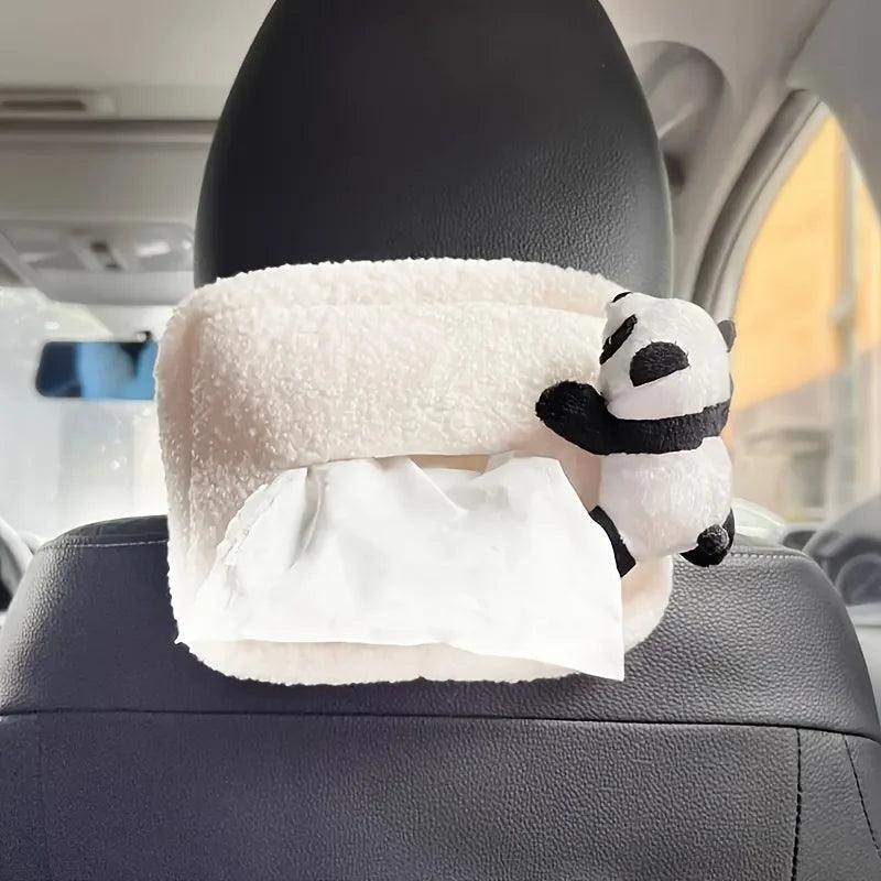 Panda Plush Car Tissue Box Holder