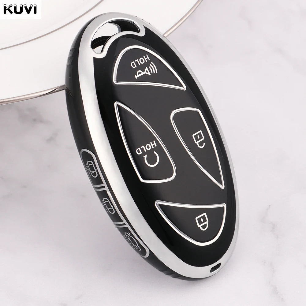 Hyundai IONIQ 6 & Grandeur GN7 Slim TPU Key Cover — Black or White - 7 Button – Black