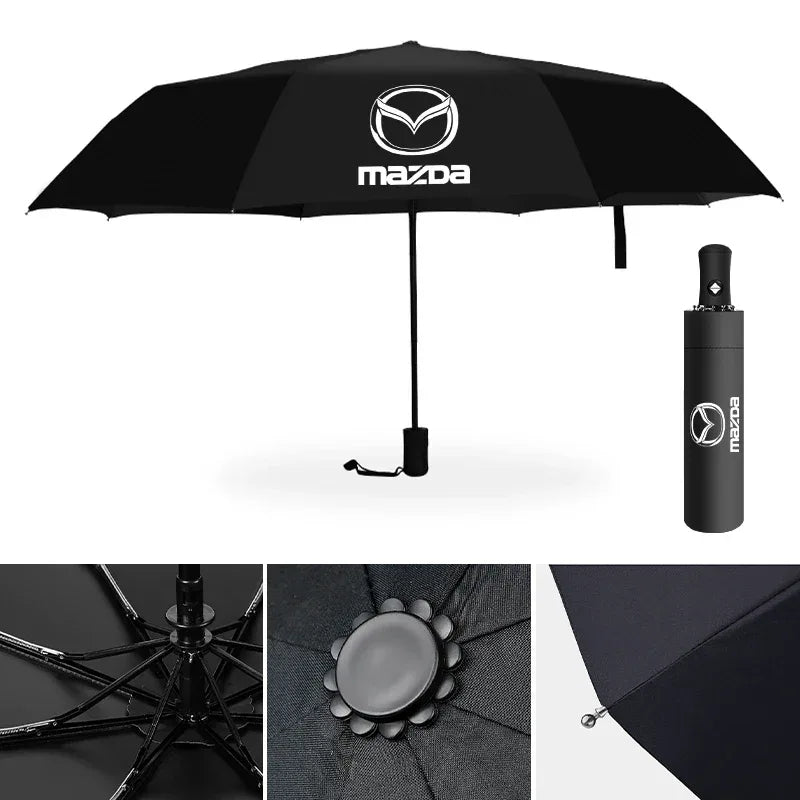 Mazda Automatic Foldable Car Umbrella | Portable Sun & Rain Cover - 