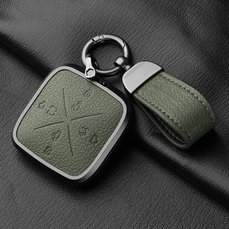 8 Button Aluminum Goatskin Key Case Cover for Zeekr X 001 009