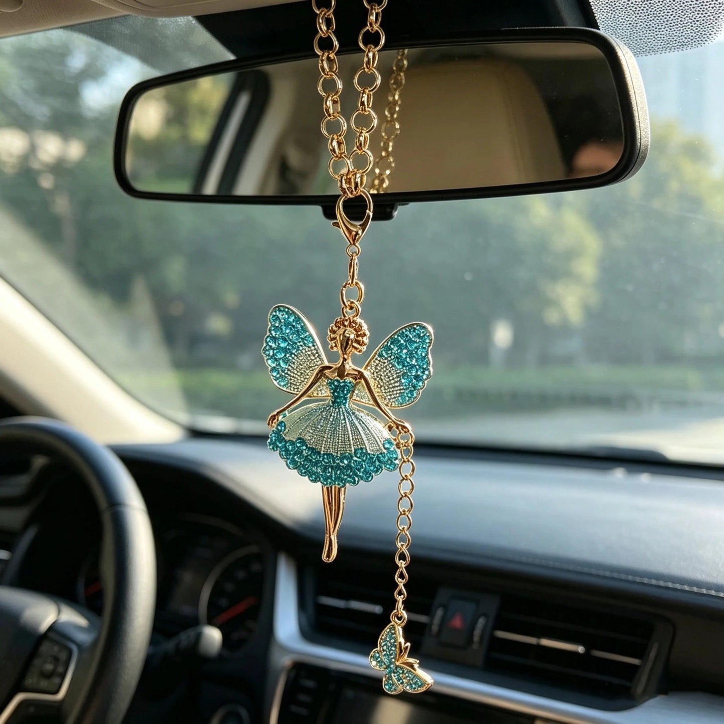 Diamond Crystal Angel Girl Rearview Mirror Pendant Car Interior