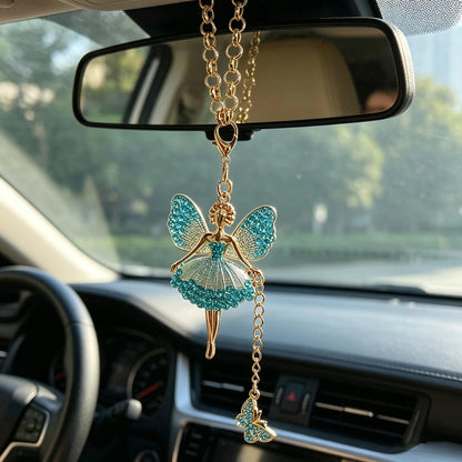 Diamond Crystal Angel Girl Rearview Mirror Pendant Car Interior