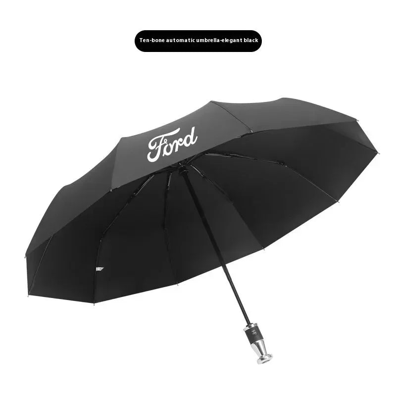 Ford Windproof Auto Folding Sunshade Umbrella - Black