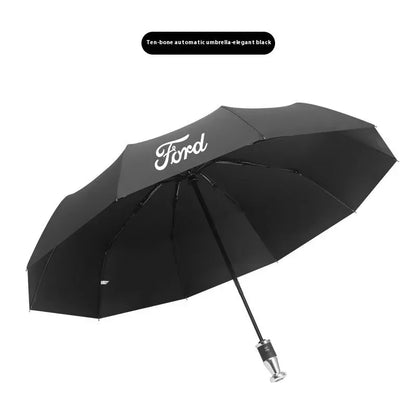 Ford Windproof Auto Folding Sunshade Umbrella - Black