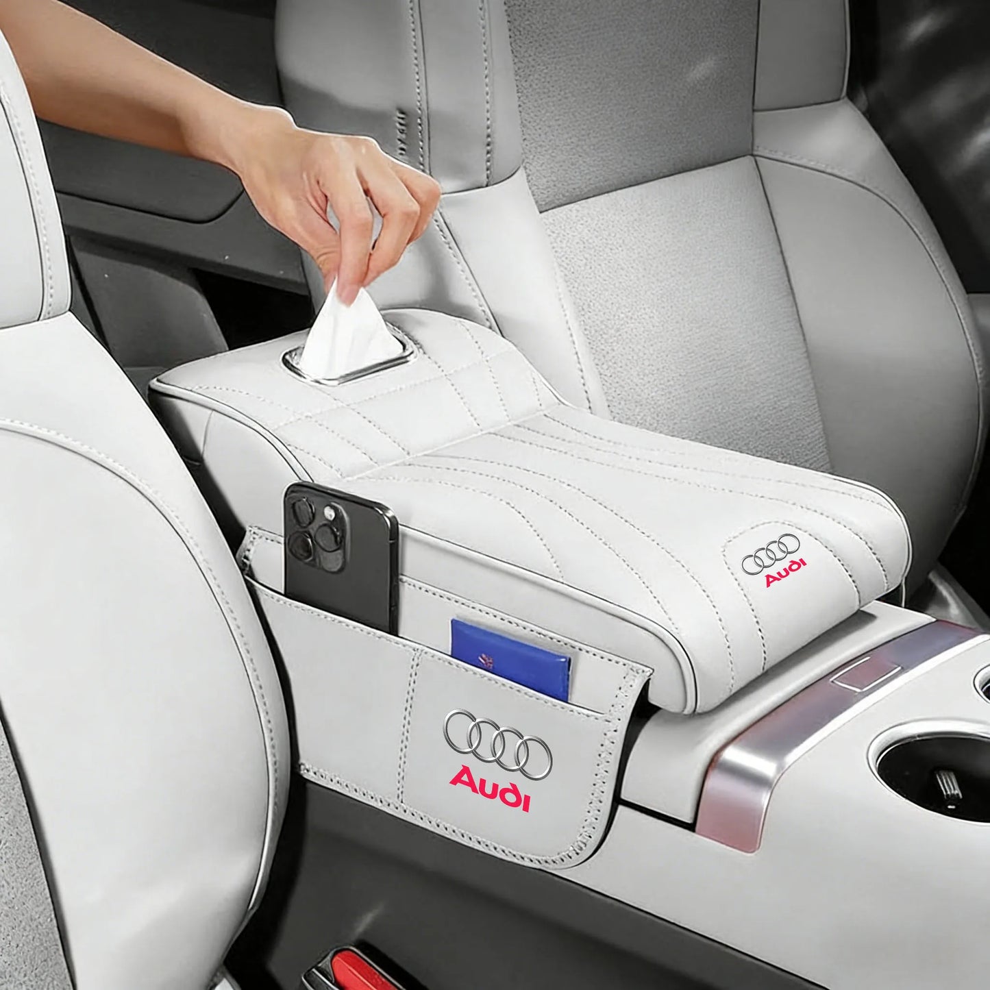 Audi Armrest Height Raise Pad with Storage Bag