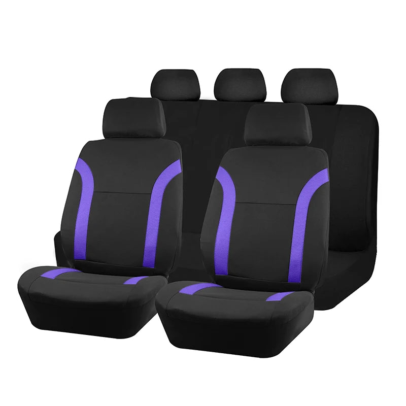 Car Seat Covers – Universal Breathable Air Mesh & Polyester Fabric - Black 2 front seat
