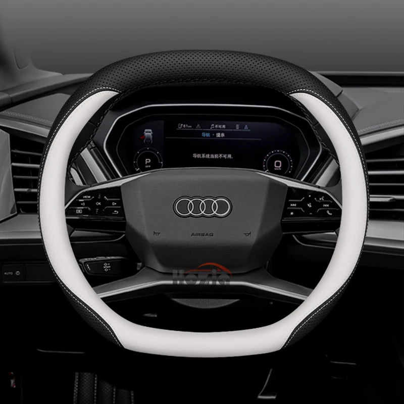Leather Car Steering Wheel Cover for New Audi A3 8y Q7 q5 A5 B10 A1 rs3 s3 Sq5 Q8 Q4 Q3 A6 Etron 2025 Interior Accessories