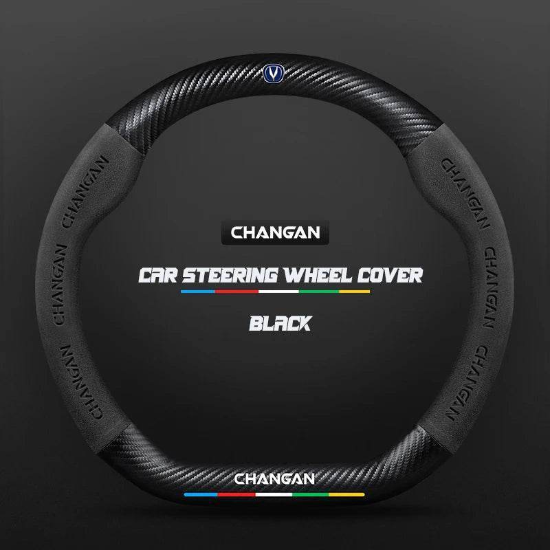 Changan Leather Steering Wheel Cover for CS35 Plus CS85 CS75 CS95 CS15 Eado Raeton - black