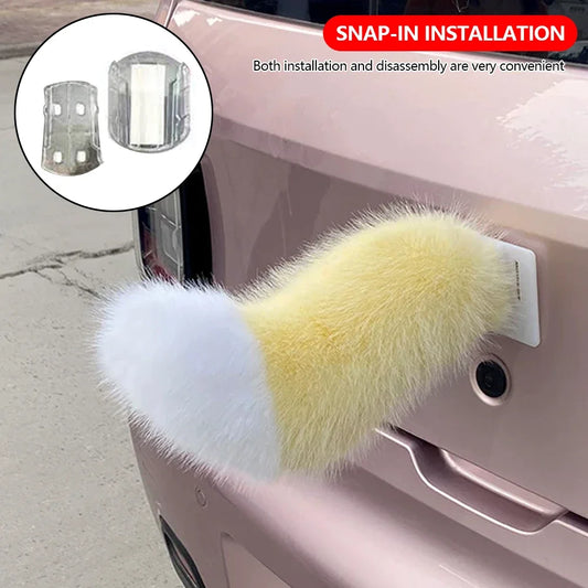 Electric Fluffy Fox Tail Vehicle Ornament