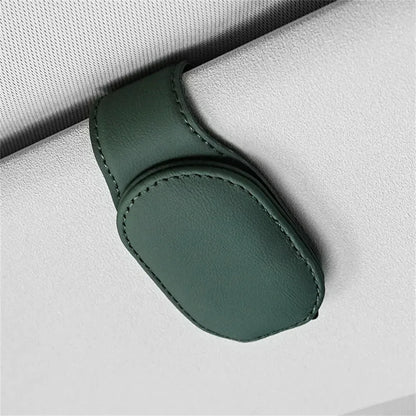 Magnetic Leather Car Visor Sunglasses Holder