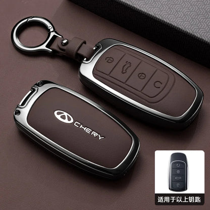 Chery Jaecoo Leather Key Case Holder with Chain - Tigo Omoda